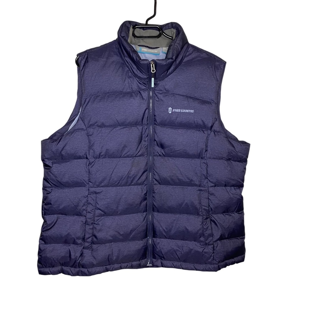 Free Country Mens XXL Navy Blue Puffer Vest Down Fill Quilted Full Zip